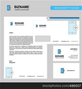 Medical app Business Letterhead, Envelope and visiting Card Design vector template