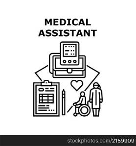 Medical assistant doctor hospital. medicine clinic healtj. nurse healthcare. online care technology app vector concept black illustration. Medical assistant icon vector illustration