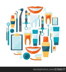 Medical background design with dental equipment icons.