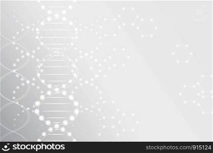 Medical background for poster, website, banner with elements of molecular mesh on gray background