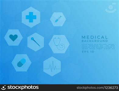 Medical background modern geometric hexagon design color blue bright. vector illustration.