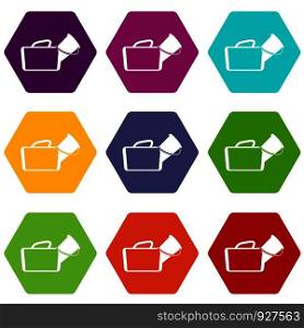 Medical bag icon set many color hexahedron isolated on white vector illustration. Medical bag icon set color hexahedron