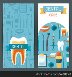Medical banners design with dental equipment icons.