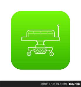 Medical bed icon green vector isolated on white background. Medical bed icon green vector