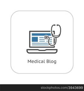 Medical Blog Icon. Flat Design.. Medical Blog Icon with Laptop. Flat Design. Isolated.