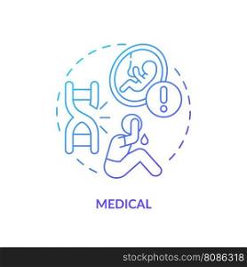 Medical blue gradient concept icon. Health problem. Medical diagnosis. Childless couple. Child free. Reproductive health abstract idea thin line illustration. Isolated outline drawing. Medical blue gradient concept icon