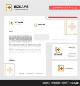 Medical book Business Letterhead, Envelope and visiting Card Design vector template