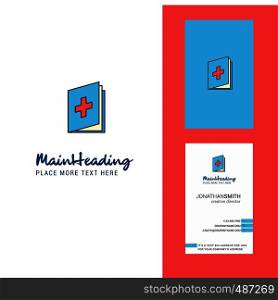 Medical book Creative Logo and business card. vertical Design Vector