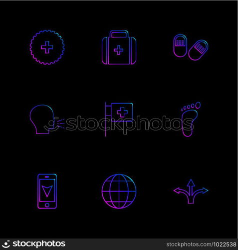 medical , breifcase , tablets , speak , medical , foot , mobile , navigation , globe, directions,icon, vector, design, flat, collection, style, creative, icons