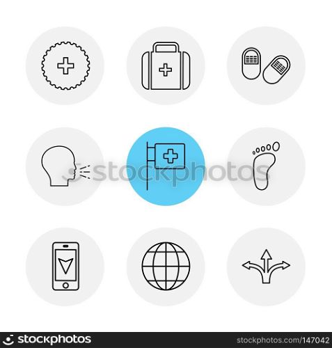 medical , breifcase , tablets , speak , medical , foot , mobile , navigation , globe, directions,icon, vector, design,  flat,  collection, style, creative,  icons