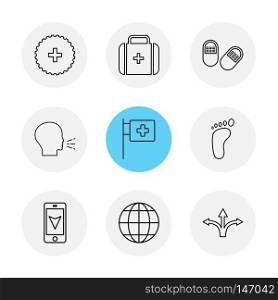 medical , breifcase , tablets , speak , medical , foot , mobile , navigation , globe, directions,icon, vector, design,  flat,  collection, style, creative,  icons