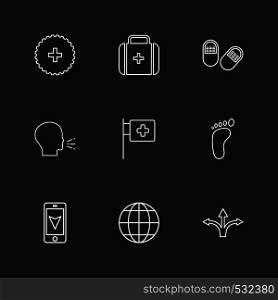 medical , breifcase , tablets , speak , medical , foot , mobile , navigation , globe, directions,icon, vector, design, flat, collection, style, creative, icons