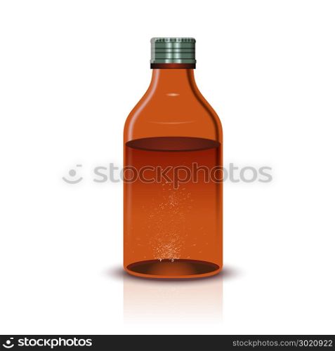 Medical brown Bottle. Vector image of the glass medical Bottle on the white background
