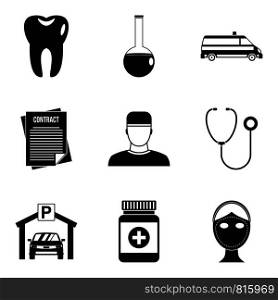 Medical business icons set. Simple set of 9 medical business vector icons for web isolated on white background. Medical business icons set, simple style