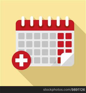 Medical calendar icon. Flat illustration of medical calendar vector icon for web design. Medical calendar icon, flat style