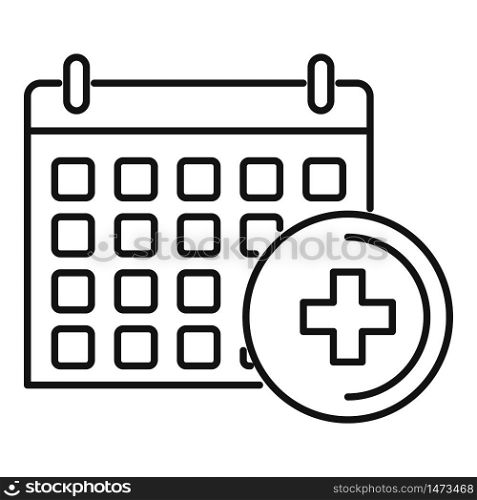 Medical calendar icon. Outline medical calendar vector icon for web design isolated on white background. Medical calendar icon, outline style