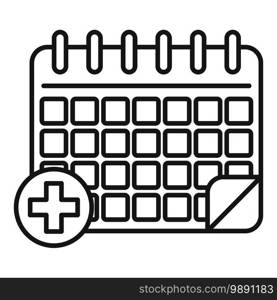 Medical calendar icon. Outline medical calendar vector icon for web design isolated on white background. Medical calendar icon, outline style