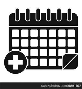 Medical calendar icon. Simple illustration of medical calendar vector icon for web design isolated on white background. Medical calendar icon, simple style
