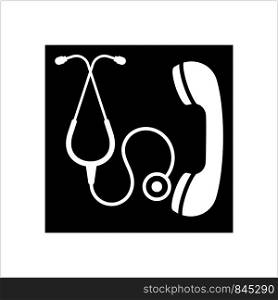 Medical Call Icon, Medical Assistance Call Vector Art Illustration