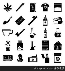 Medical cannabis icon set. Simple set of medical cannabis vector icons for web design isolated on white background. Medical cannabis icon set, simple style
