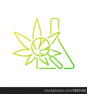 Medical cannabis research gradient linear vector icon. Plant-based medicine evaluation. Herbal drug effects study. Thin line color symbol. Modern style pictogram. Vector isolated outline drawing. Medical cannabis research gradient linear vector icon
