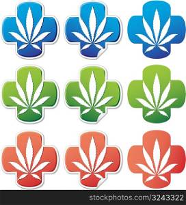 Medical cannabis sticker normal and peeling versions