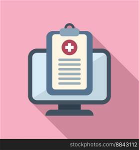 Medical card report icon flat vector. Computer electronic. Health profile. Medical card report icon flat vector. Computer electronic