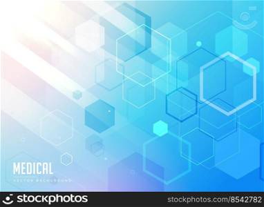 medical care blue background with hexagonal geometric shapes