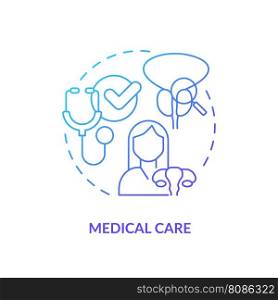 Medical care blue gradient concept icon. Health care. Medical community. Healthcare provider. Womens right. Reproductive health abstract idea thin line illustration. Isolated outline drawing. Medical care blue gradient concept icon