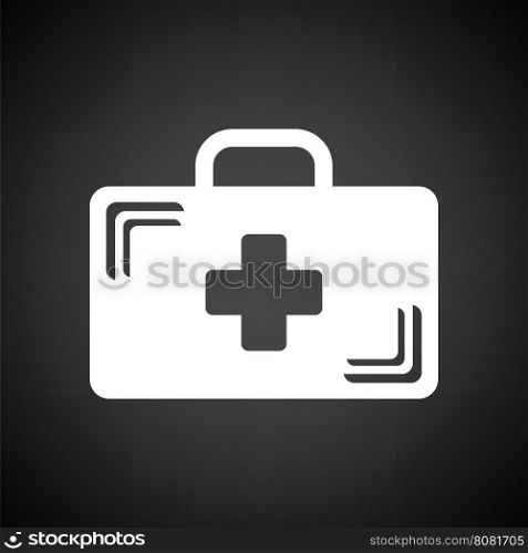 Medical case icon. Black background with white. Vector illustration.