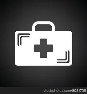 Medical case icon. Black background with white. Vector illustration.