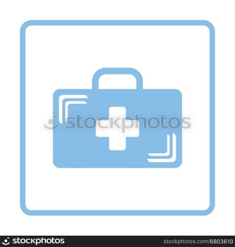 Medical case icon. Blue frame design. Vector illustration.