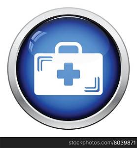 Medical case icon. Glossy button design. Vector illustration.
