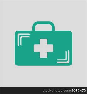 Medical case icon. Gray background with green. Vector illustration.