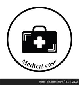 Medical case icon. Thin circle design. Vector illustration.