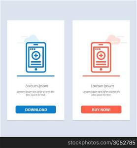 Medical, Cell, Phone, Hospital Blue and Red Download and Buy Now web Widget Card Template