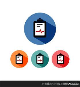 Medical chart icon colored circles. Cardiogram report. Heart graph. Vector illustration