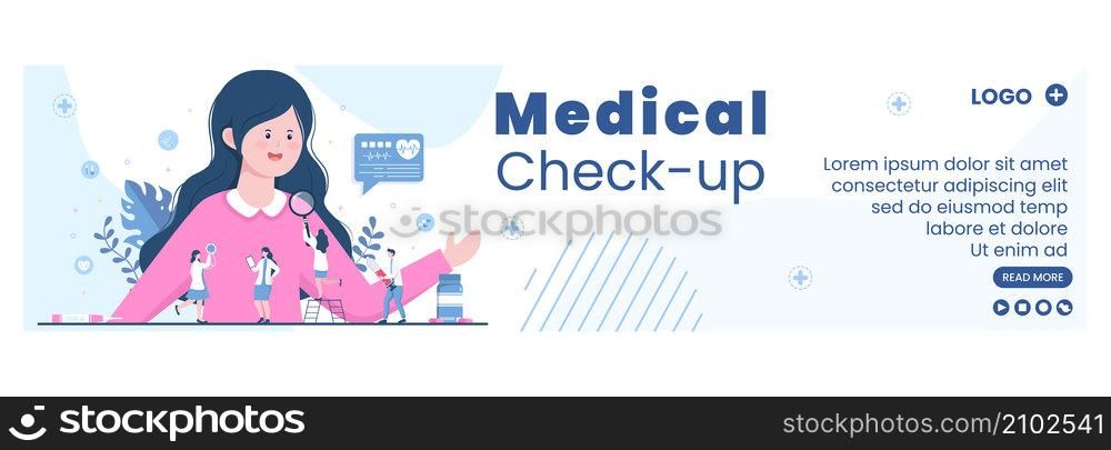 Medical Check up Banner Template Health care Flat Design Illustration Editable of Square Background for Social Media, Greeting Card or Web