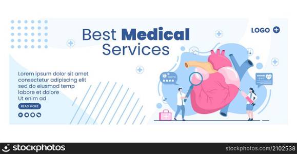 Medical Check up Cover Template Health care Flat Design Illustration Editable of Square Background for Social Media, Greeting Card or Web