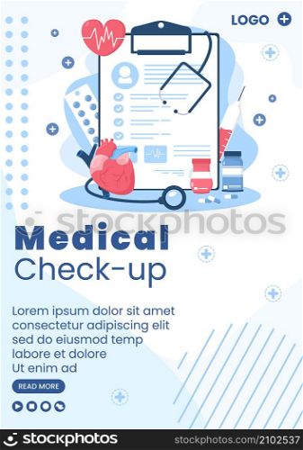 Medical Check up Flyer Template Health care Flat Design Illustration Editable of Square Background for Social Media, Greeting Card or Web