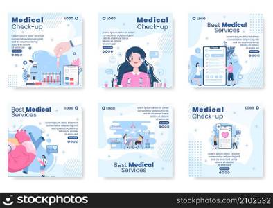 Medical Check up Post Template Health care Flat Design Illustration Editable of Square Background for Social Media, Greeting Card or Web