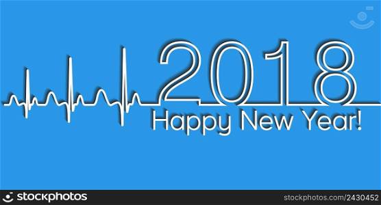 Medical Christmas banner, 2018 happy new year, vector 2018 health medical style wave cardiology, the concept of a healthy lifestyle, 3D effect with shadow