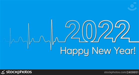Medical Christmas banner, 2022 happy new year, vector 2022 health medical style wave heartbeat, concept healthy lifestyle, 3D effect with shadow