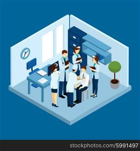 Medical clinic personnel concept with isometric doctors and nurses silhouettes vector illustration. Clinic Personnel Concept