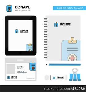 Medical clipboard Business Logo, Tab App, Diary PVC Employee Card and USB Brand Stationary Package Design Vector Template