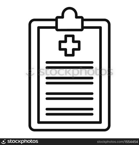 Medical clipboard icon. Outline medical clipboard vector icon for web design isolated on white background. Medical clipboard icon, outline style