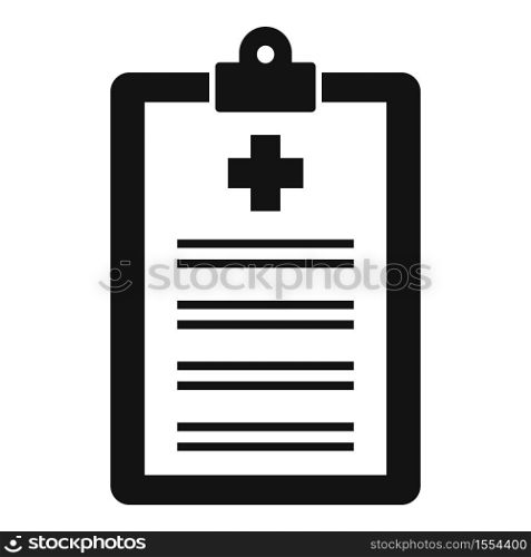 Medical clipboard icon. Simple illustration of medical clipboard vector icon for web design isolated on white background. Medical clipboard icon, simple style