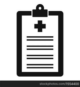 Medical clipboard icon. Simple illustration of medical clipboard vector icon for web design isolated on white background. Medical clipboard icon, simple style