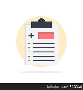 Medical, Clipboard, Test, Medicine Abstract Circle Background Flat color Icon