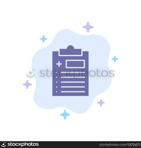 Medical, Clipboard, Test, Medicine Blue Icon on Abstract Cloud Background
